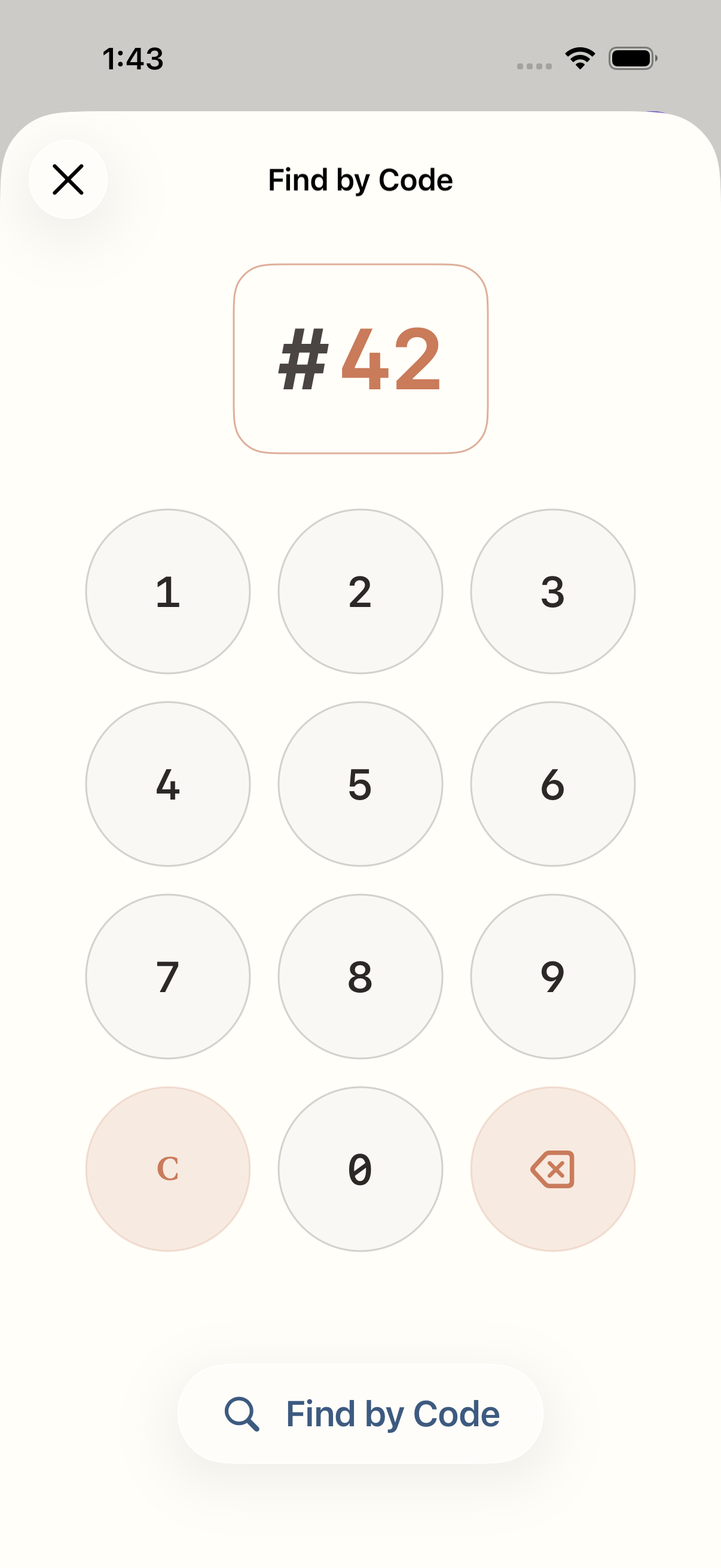Numly search interface showing instant number access with #42
